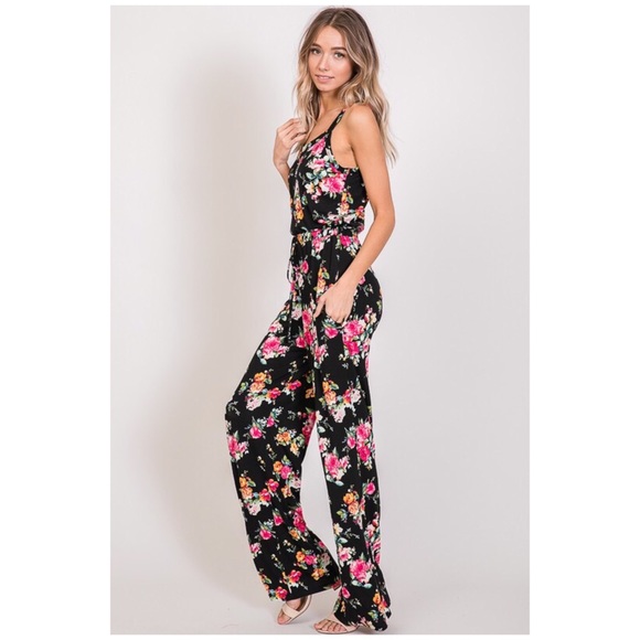 CLEARANCE Soft Cami Style Bright Floral Jumpsuit - Picture 4 of 6